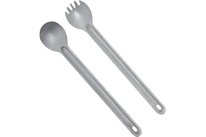 Titanium Long Handle Spoon Fork Combination, Portable Camping Tableware Suitable for Backpacking, Hiking and Outdoor Home
