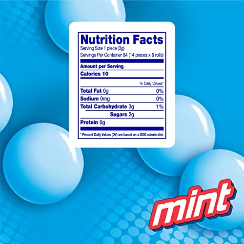 Mentos Chewy Mint Candy Roll, Mint, Bulk, Party, Non Melting, 1.32 ounces, 14 pieces (Pack of 6)