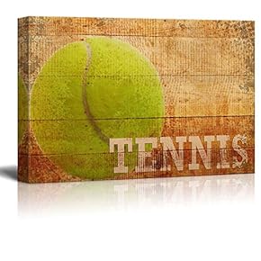 Rustic Tennis Tennis Ball Vintage Wood Grain
