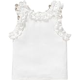 GORGLITTER Girl's Sleeveless Tees Crop Tops Round Neck Ribbed Knit Cute Tank Top