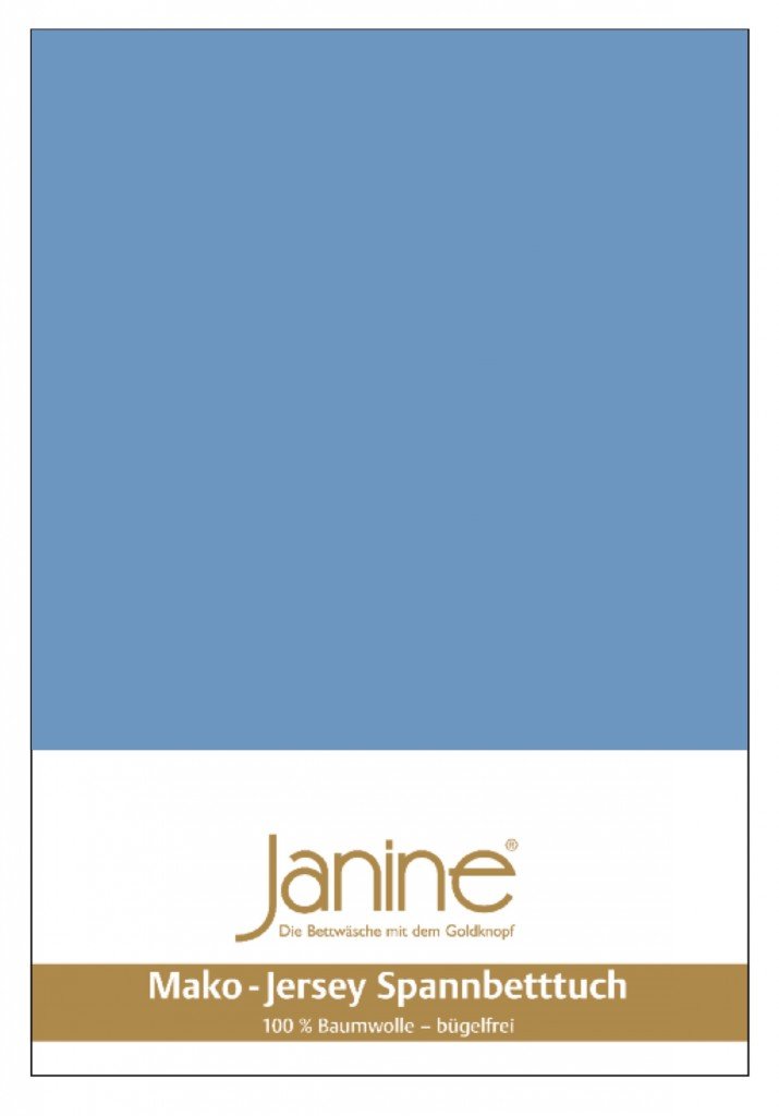 Janine 5007 Mako Jersey Fitted Sheet 180 x 200 to 200 x 200 cm Blue Colour 42