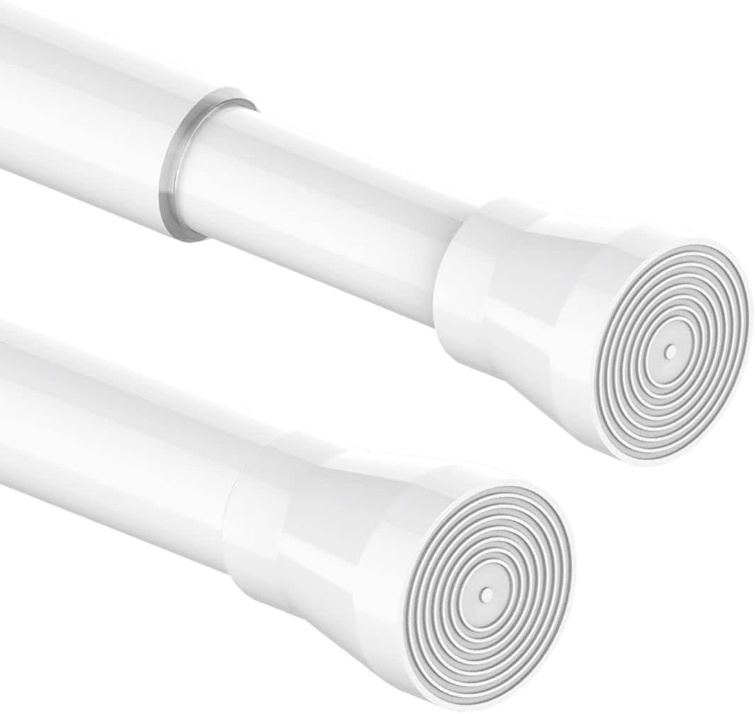 1PC Shower Curtain Rod extendable Tension Rod Never Rust Telescopic Shower Curtain Pole No Drilling for Bathroom, Kitchen(185-250CM/φ25mm, White)