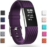 GEAK For Fitbit Charge 2 Bands, Classic Sports Replacement Bands for Fitbit Charge 2, Small Diamond-Plum
