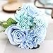 Meiliy 1 Bunch 8 Pcs Artificial Rose Dahlia Daisy Flower Bouquet Bride Bridesmaid Holding Flowers for Home Hotel Office Wedding Party Garden Craft Art Decor, Tiffany Blue