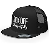 RIVEMUG Fuck Off Disrespectfully Embroidered Trucker Hat Flat Bill High Crown Adjustable Cap