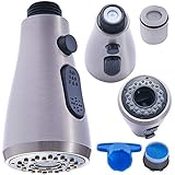 Kitchen Faucet Sprayer,Pull-Out Spray Head Kitchen Sink Faucet Replacement Part(Not universal),Regalmix 3-Function G1/2 Connection,Brushed Nickel,RWF053-1