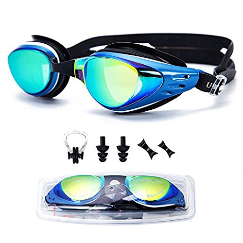 UTOBEST Nearsighted Mirrored Swim Goggles Anti Fog Myopic Optical Swimming Goggles 100% UV Protection Triathlon Swim Glasses for Adult Men Women Junior