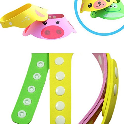 Datework Adjustable Baby Child Kids Shampoo Bath Shower Cap Wash Hair Hat (Pink) - Thumbnail 4