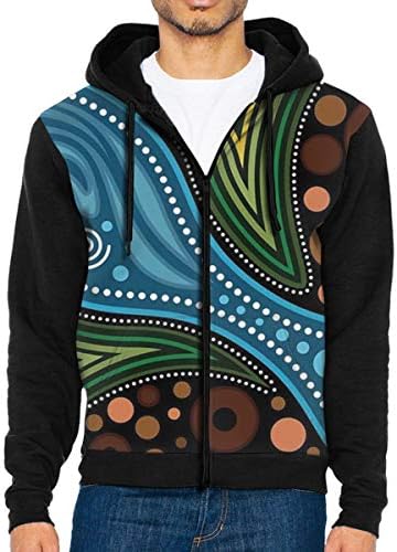 rouxf Mens Hoodies Aboriginal Art Painting Nature Concept Landscape Full Zip Mens Hoodie Sport Sweatshirt Hooded