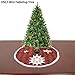 Grelucgo Mini Christmas Tree Skirt for Small Tabletop Tree, Embroidered Snowflake, Round 21 Inch, Double Thickness, Red and Black Buffalo Plaid