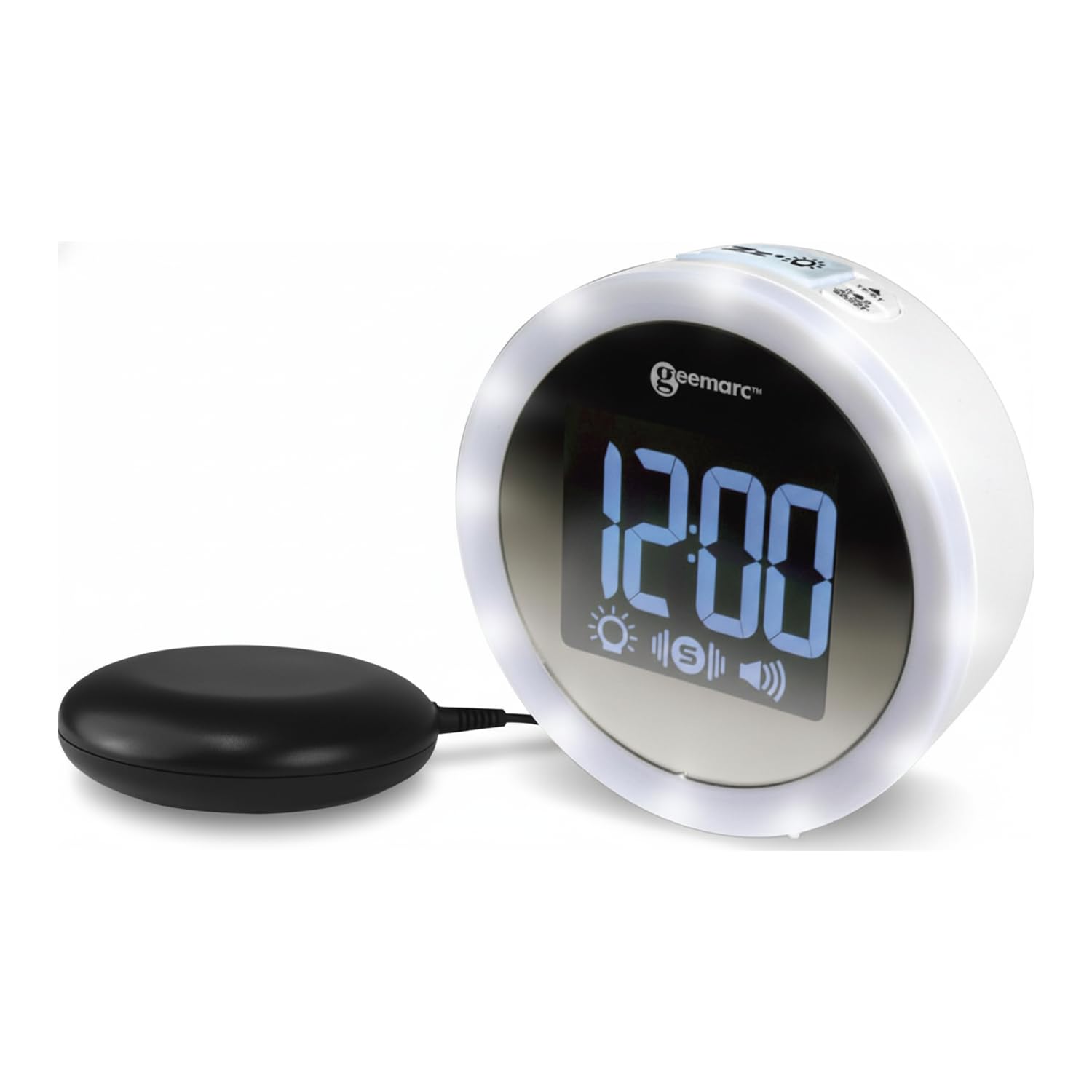 Geemarc Wake ‘n’ Shake Star, 95 dB Loud Alarm Clock with Shaker, 5 Alarm Settings, Snooze 5–60 Min for Hard of Hearing and Deaf, Bright LED Flash,USB Charging for Hard to Wake, UK Version