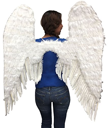 Be Wicked Unisex Large Feather Wings, White, One Size