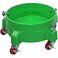 Heavy Duty Car Wash Bucket Dolly with Wheels | 360° Rolling Caddy for 3.5 to 7 Gallon Buckets | Soap Holder, Pail Stand | Supports Up to 300 lbs (Green)