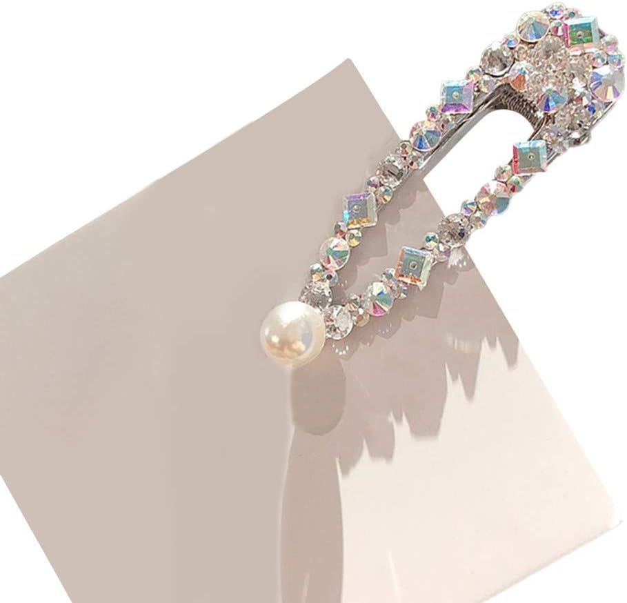 1Pair Premium Vintage New Fashion Girls Diamond Pearl Barrette Hair Clip Women Hair Accessories Mothers Day Gift Pearl Diamond Hairpin (I)