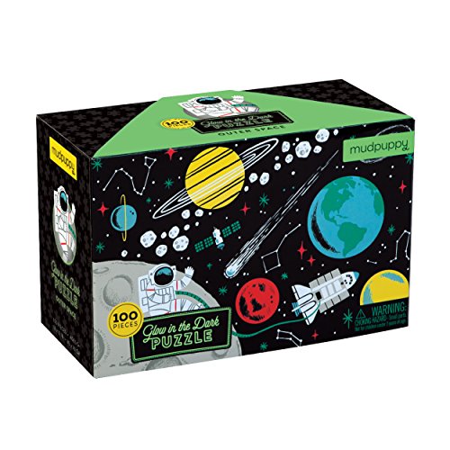 Mudpuppy 100-Piece Outer Space Glow-in-the-Dark Puzzle - Award-Winning Puzzle with Glowing Pieces Will Amaze Kids Age 5+