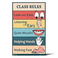 Classroom Rules sign chart LAMINATED by Teachers for young students learning in kindergarten nursery pre school Young N Refined (15x24)