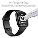 Compatible Fitbit versa screen protector with case(3+1PACK), AISITIN Soft TPU Protector Anti-Bubble Tempered Glass Film, Shockproof protector Cover Compatible Fitbit Versa Smartwatch(Plated Rose Pink)