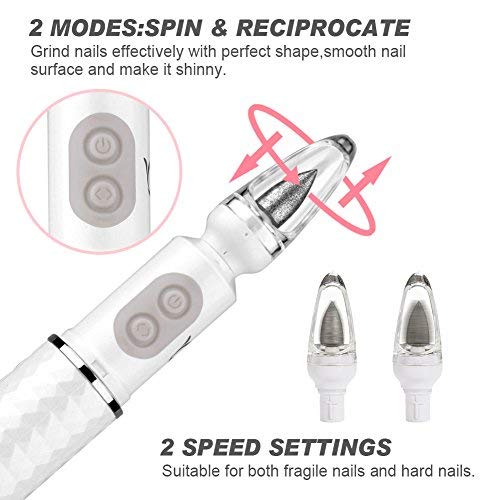 Electric Manicure Pedicure Set with LED light, SYU Professional Acrylic Nail Drill Machine Rechargeable 7 in 1 Nail File Kit Cordless for Nail Care Tool IPX6 Waterproof Wet and Dry Use