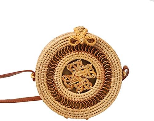 Round Rattan Bag Straw Purse Round Rattan Woven Crossbody Bag Beach Handwoven Tote