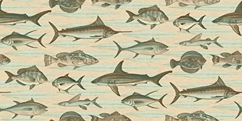 Springs Creative Products Group "Living Seas Nautical Two Way Traffic" Cotton Fabric, 43/44-Inch, Mint