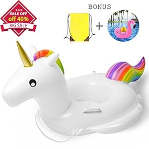 Whiteleopard Baby Pool Float Inflatable Rafts Swim Ring Swimming Pool Toys for Kids- Bonus Carry Bag & Flamingo Drink Float