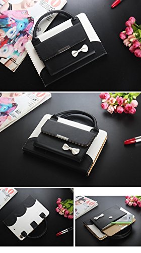 iPad Air 2 Case,elecfan PU Leather Handbag Smart Stand Case Auto Wake/Sleep Feature with Wallet File Pocket for 9.7 Inch iPad Air 2nd Generation - Black - Thumbnail 2
