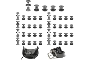 MABAHON 45 Set Leather Rivets Chicago Button Binding Screws Metal Rivet M5 x 6mm Leather Screws Fasteners Set Screw for Belt 
