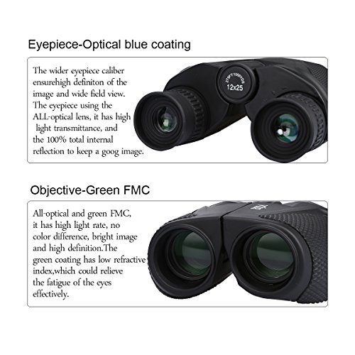 G4Free-12x25-Compact-BinocularsBAK4Green-LensLarge-Eyepiece-Super-High-Powered-Field-Surveillance-Binoculars