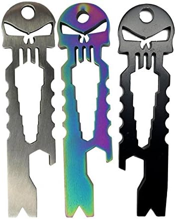 EDC Multitool Keychain Knife Kit Skull Keychain Beer Opener Pocket Survival Tool,3 Color Combo