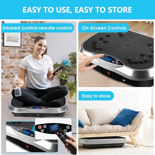 Vibration Plate, Exercise Machine Vibration Platform for Weight Loss, Vibration Fitness Trainer for Home Use, Balance Training Leg Arm Core Workout, MAX 400 Lbs Capacity