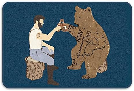 Sharp Shirter Black Bear Bathroom Decor Bath Mat Rug Beer Art Chuck Norris and Grizzly Bear Drinking
