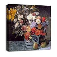 Canvas Wall Art Vase of Flowers by Pierre-Auguste Renoir Canvas Prints Home Artwork Decoration for Living Room,Bedroom - 12x12 inches