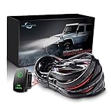 MICTUNING LED Light Bar Wiring Harness 40Amp Relay Laser Green On-Off Rocker Switch (Fog Lights)
