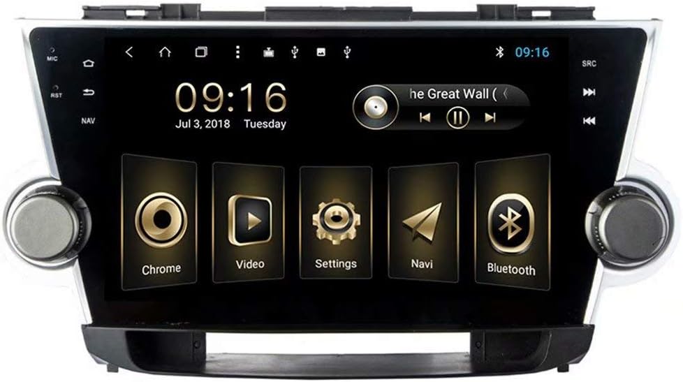 TOPNAVI Android 8.1 10.1Inch Multimedia for Toyota Highlander 2008 2009 2010 2011 2012 2013 2014 Stereo Radio GPS Navigation WiFi 3G RDS Mirror Link FM AM
