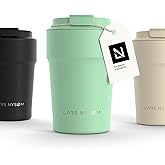 LARS NYSØM Thermo Coffee Mug to go 13oz | Travel Mug 0.38 Liter with Insulation | Leak Proof Stainless Steel Thermal Tumbler for Coffee and Tea on the Go (Mint Green, 12.9oz)