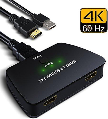 HDMI 2.0 Splitter 1 x 2 NewBEP HDMI Splitter 4K @60Hz 1 Input 2 Output HDMI Amplifier Switcher Box Hub Support 3D @120Hz 4K x 2K 3840 x 2160p 1080p @120Hz (One Input To Two Outputs)