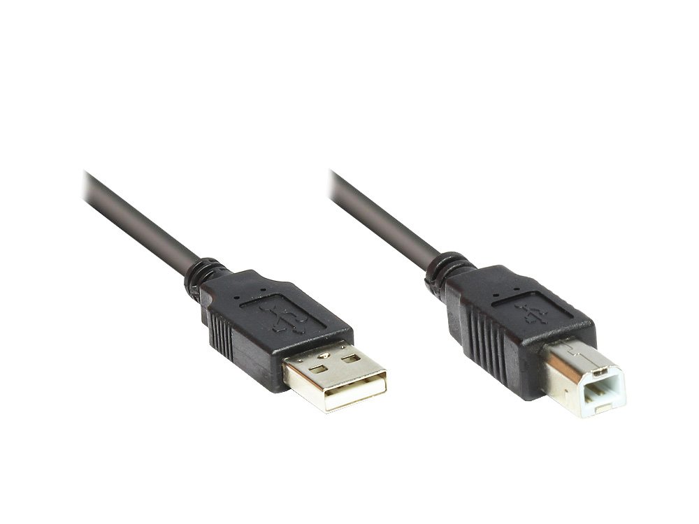 Good Connections 2510 SP-LAMP-025 Port/USB 2.0 Male A to B Printer Cable 0.25 m grey black Black 0.25 m — image 1
