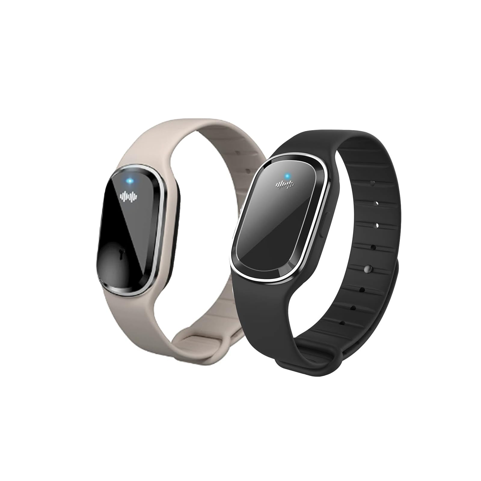 VKTY Ultrasonic Mosquito Repellent Bracelet 2 Pack Children Adult Anti Mosquito Wristband Insect Pest Control Ultrasonic Repeller for Kids Toddler Mom Baby, White + Black