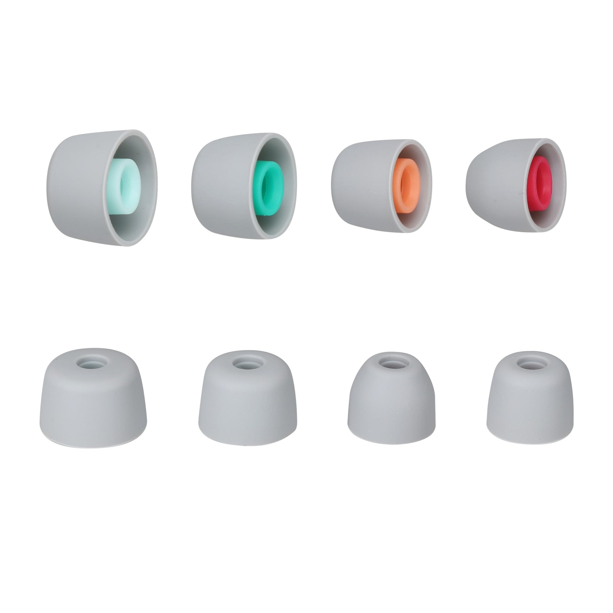 kwmobile 8 Silicone Ear Tips for In Ear Headphones - Replacement 4mm-5.5mm Earphone Earbuds - Inner Eartips XS/S/M/L Set - Light Grey