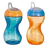 Munchkin 2 Pack Mighty Grip Spill-Proof Cup, 10 Ounce, Blue/Orange