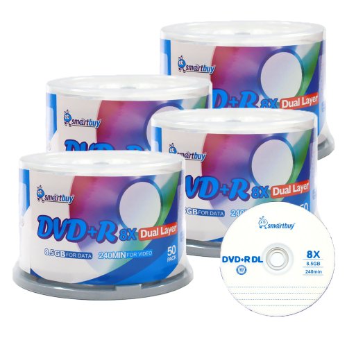 Smartbuy 8.5gb/240min 8x DVD+R DL Dual Layer Double Layer Logo Blank Media Disc Spindle (200-Disc)