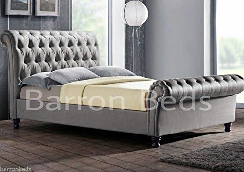 Barron Beds Crushed velvet or chenille scroll sleigh bed frame and two types of fabric to choose from … (MINK CHENILLE FABRIC, 5FT KING SIZE)