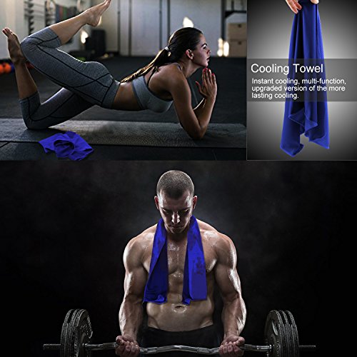 Biange Cooling Towel (3 Pack) Thicker and Cooler for Sports, Workout, Fitness, Gym, Yoga, Golf, Pilates, Travel, Camping & More (Black, Red, Dark Blue)