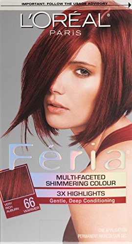 LOreal Feria Multi-Faceted Shimmering Color 3X Highlights Very Rich Auburn and Warmer 66 - ( Pack of 1)