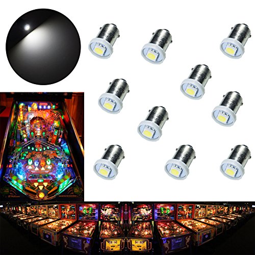 PA 10PCS #1893 #44 #47 #756 #1847 BA9S 1SMD LED Wedge Pinball Machine Light Bulb White-6.3V