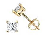 PARIKHS Princess cut Diamond stud Screw Back 14K