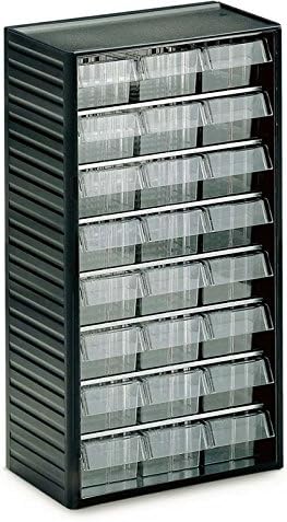 Treston 554-3 Small Parts Magazine with 24 Individual Drawers TRESTON, Frame Size: 31.0 x 55.0 x 18, Crystal Clear