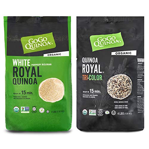 GoGo Quinoa Organic Variety Pack, White Grain and Tricolor Quinoa, Gluten Free, Vegan and non-GMO, Ready in 15 Min 8 lb