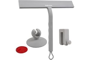 Anjinwiper Shower Squeegee for Glass Doors with Adhesive Hook, All-Purpose Squeegee for Shower Glass, Bathroom, Window, Mirror, Car Glass and Tile Wall-8.6 Inches,Grey