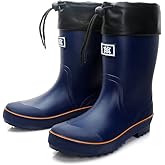 Rain Boots for Men, Waterproof Warm Rubber Boots Mens Garden Boots, Comfort Mid-Calf Lightweight Adjustable Raining Shoes, Elastic Chelsea Ankle Rain Boots Fishing Shoes for Yard Farm Outdoor Work